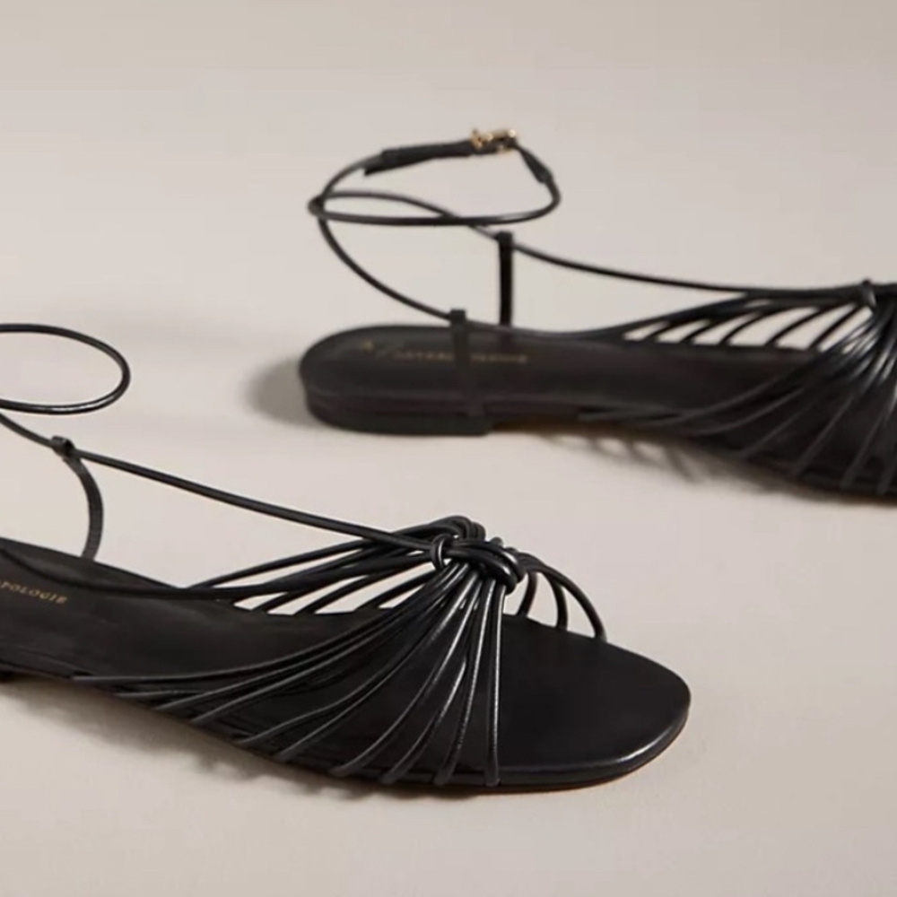 Anthropologie Strappy Flat Sandals - Black